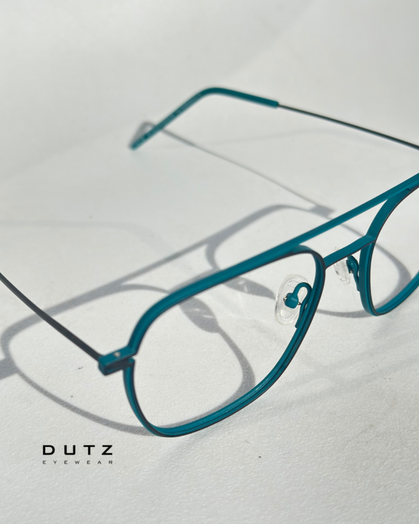 Okulary damskie Dutz. Aviator, niebieskie, cienkie