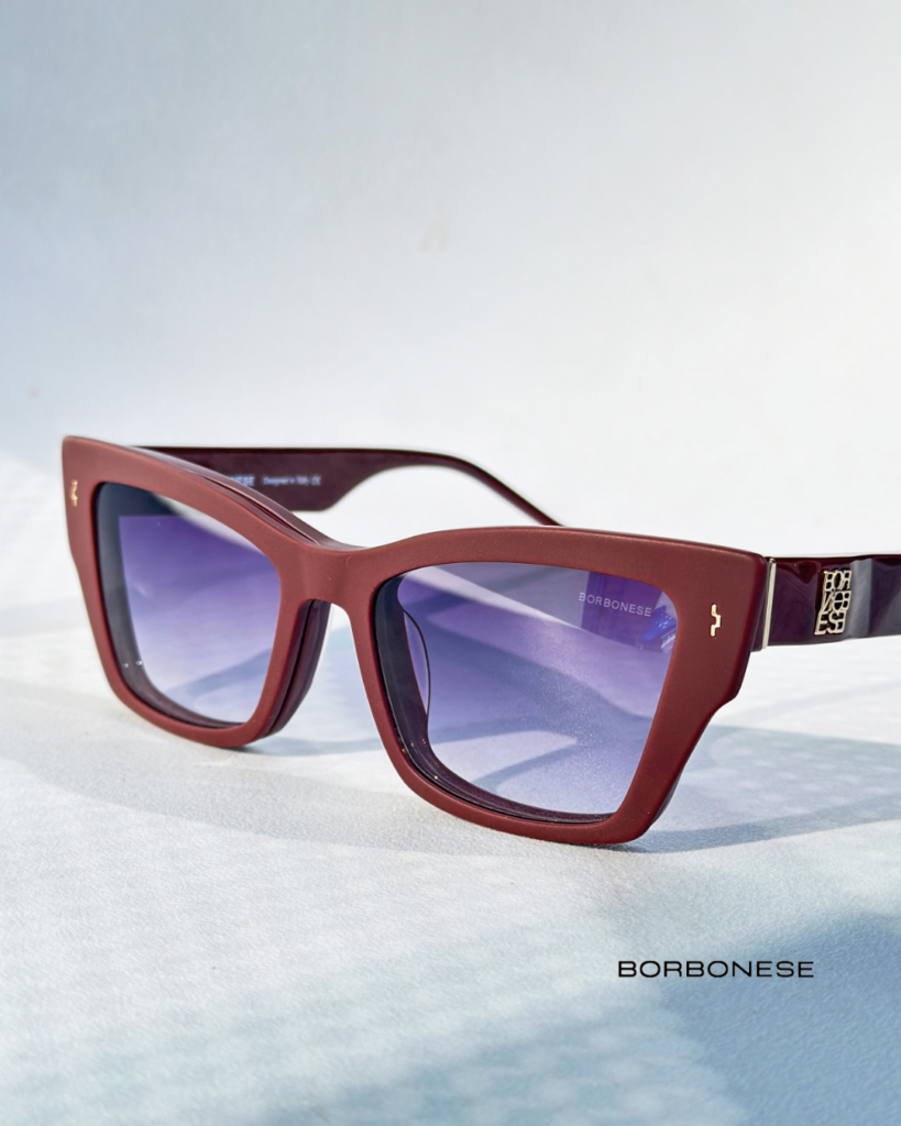 Bordowe damskie okulary Borbonese z nakładką przeciwsłoneczną magnetyczną dostępne w Uokulistek