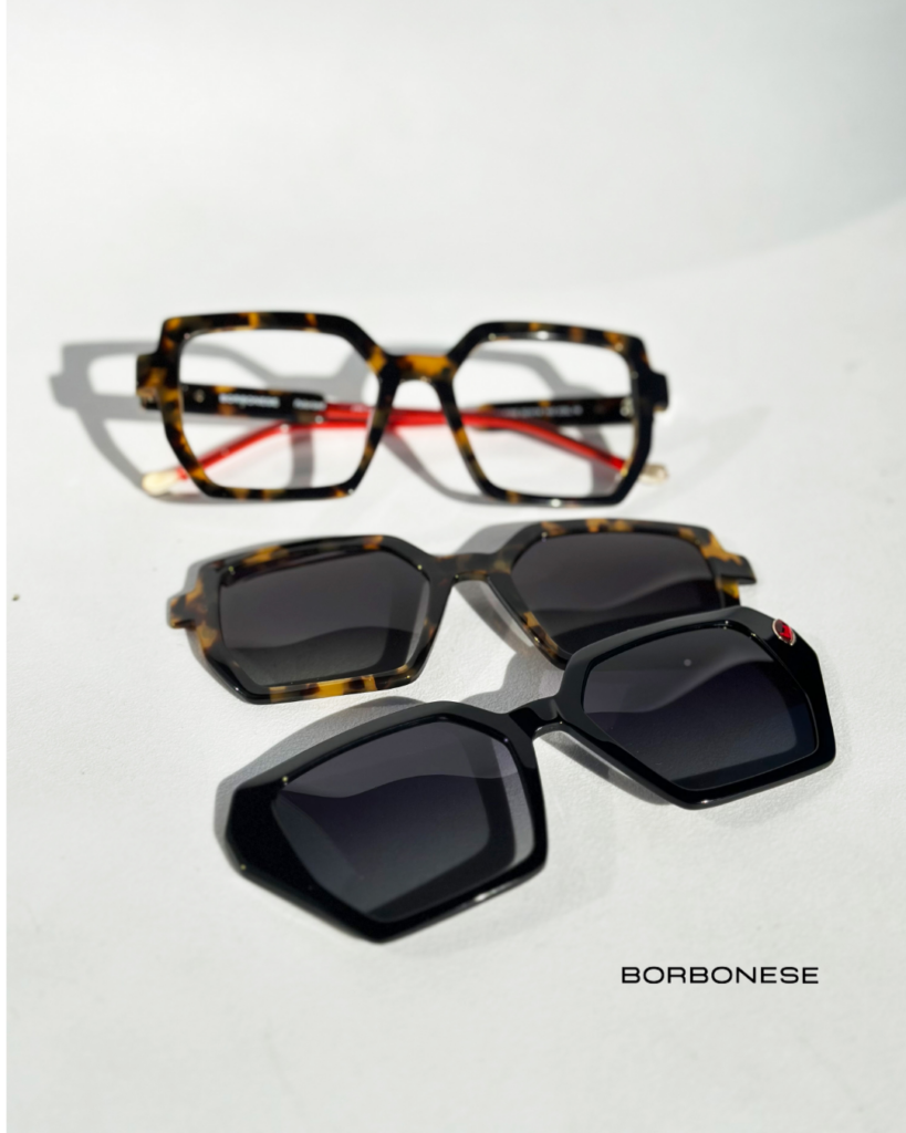 Damskie okulary Borbonese w tortoise z magnetycznymi nakładkami przeciwsłonecznymi dostępne w Uokulistek