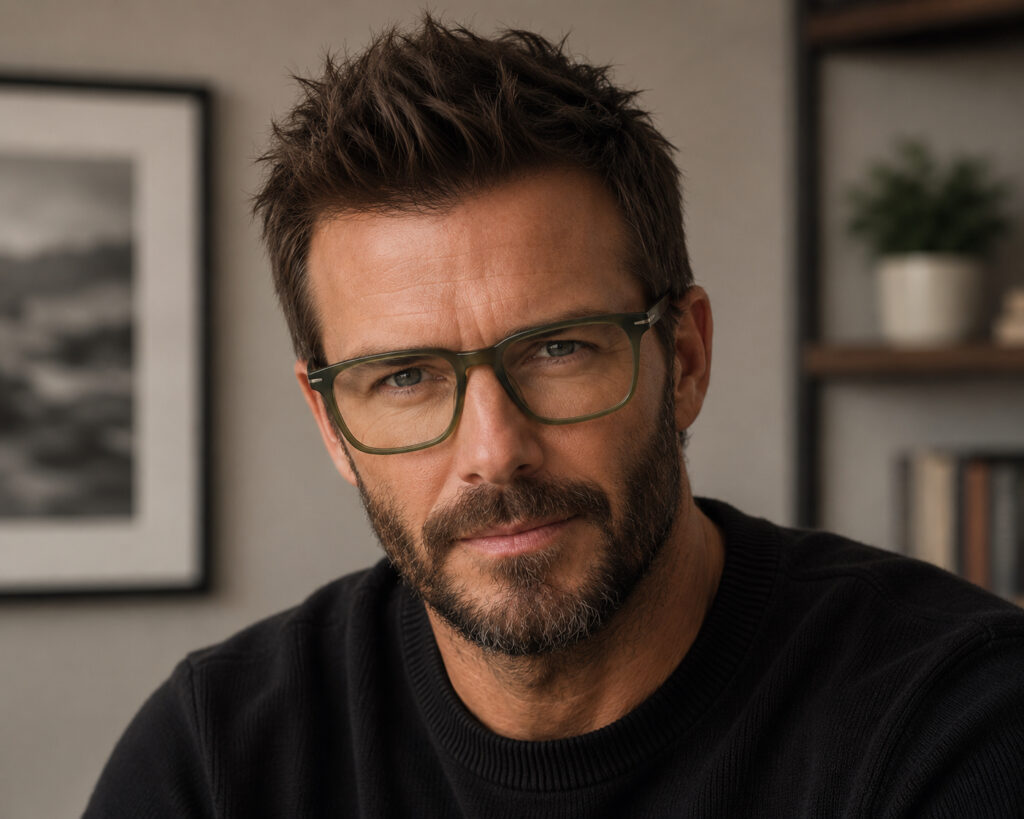 Mężczyzna w oprawkach Eyewear by David Beckham